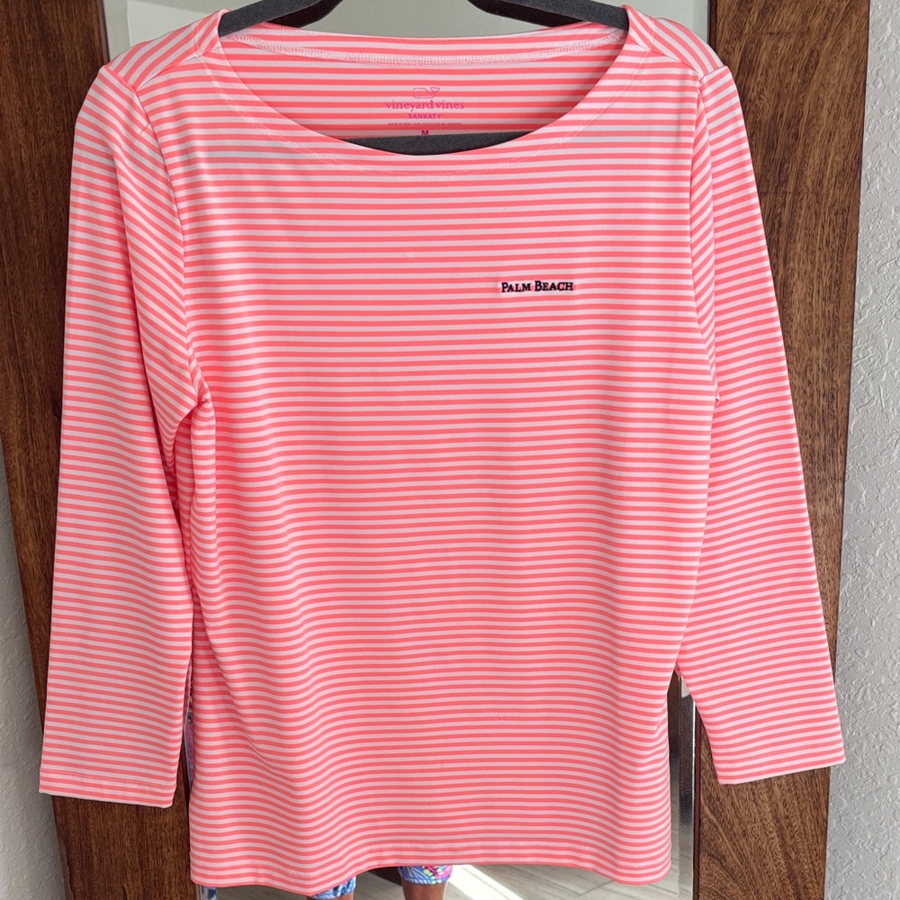 Vineyard Vines Coral and White Striped Top